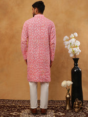 Printed & Embroidered Kurta Pyjama Set (65KP 5406 Pink ) [FF] [G-8]