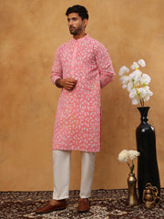 Printed & Embroidered Kurta Pyjama Set (65KP 5406 Pink ) [FF] [G-8]
