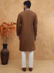 Men Ethnic Embroidered Kurta Pyjama Set (65KP 5413 Brown ) [FF] [Q-11-14]