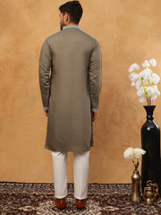 Men Ethnic Embroidered Kurta Pyjama Set (65KP 5413 Grey ) [FF] [Q-11-14]