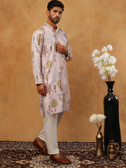 Printed Cotton Blend Kurta Pyjama with Thread Work (65KP 5416 Peach ) [FF] [J-1]