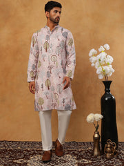 Printed Cotton Blend Kurta Pyjama with Thread Work (65KP 5416 Peach ) [FF] [J-1]