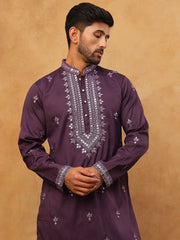 Festive Wear Silk Blend Embroidered Kurta Pyjama (65KP 5417 Purple ) [FF] [B-1]