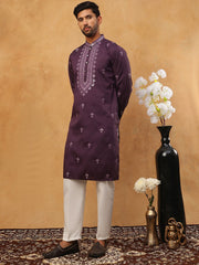 Festive Wear Silk Blend Embroidered Kurta Pyjama (65KP 5417 Purple ) [FF] [B-1]