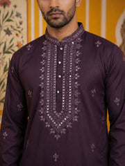 Festive Wear Silk Blend Embroidered Kurta Pyjama ( 65KP P 5417Purple )