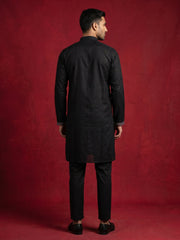 Premium Silk Blend Embroidered Kurta Pyjama ( 65KP B-P 5418Black )