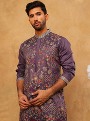 Premium Silk Blend Embroidered Kurta Pyjama (65KP 5418 Purple ) [FF] [B-12]
