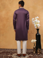 Premium Silk Blend Embroidered Kurta Pyjama (65KP 5418 Purple ) [FF] [B-12]