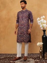 Premium Silk Blend Embroidered Kurta Pyjama (65KP 5418 Purple ) [FF] [B-12]