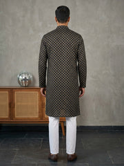 Festive Cotton Blend Printed Kurta Pyjama Set ( 65KP P 5421Black ) [FF] [P-11-10]