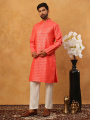 Festive Cotton Blend Printed Kurta Pyjama Set (65KP 5421 Peach ) [FF] [P-11-10]