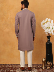 Classic Silk Blend Embroidered Kurta Pyjama Set (65KP 5427 Purple ) [FF] [Q-11-14]
