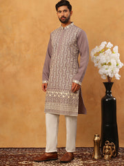 Classic Silk Blend Embroidered Kurta Pyjama Set (65KP 5427 Purple ) [FF] [Q-11-14]