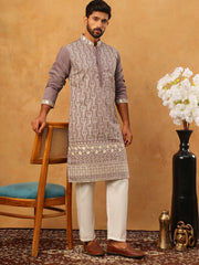 Classic Silk Blend Embroidered Kurta Pyjama Set (65KP 5427 Purple ) [FF] [Q-11-14]