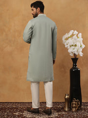 Classic Silk Blend Embroidered Kurta Pyjama Set (65KP 5427 Rama ) [FF] [Q-11-14]