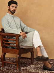 Classic Silk Blend Embroidered Kurta Pyjama Set (65KP 5427 Rama ) [FF] [Q-11-14]