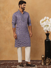Festive Silk Blend Sequin Work Kurta Pyjama Set (65KP 5430 Purple ) [FF] [A-1-4]
