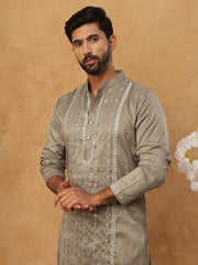 Luxury Silk Blend Thread Work Kurta Pyjama Set (65KP 5432 Beige ) [FF] [B-9]