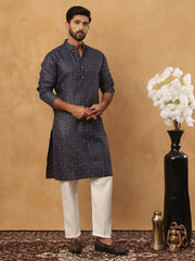 Festive Cotton Blend Printed Kurta Pyjama Set (65KP 5436 Navy ) [FF] [Q-11-14]