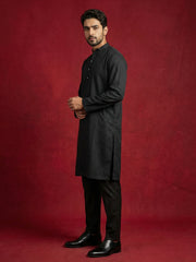 Embroidered Kurta Pyjama Set for Men ( 65KP B-P 5441Black S )