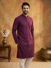 Embroidered Kurta Pyjama Set for Men ( 65KP P 5441Purple S ) [FF] [O-6]