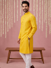 Embroidered Kurta Pyjama Set for Men ( 65KP P 5441Yellow S ) [FF] [O-6]