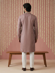 Silk Blend Designer Embroidered Kurta Set ( 65KP P 5445Brown S )