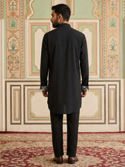Japanese Fabric Embroidered Kurta Pyjama ( 65KP B-P 5453Black S ) [FF] [N-7-8]
