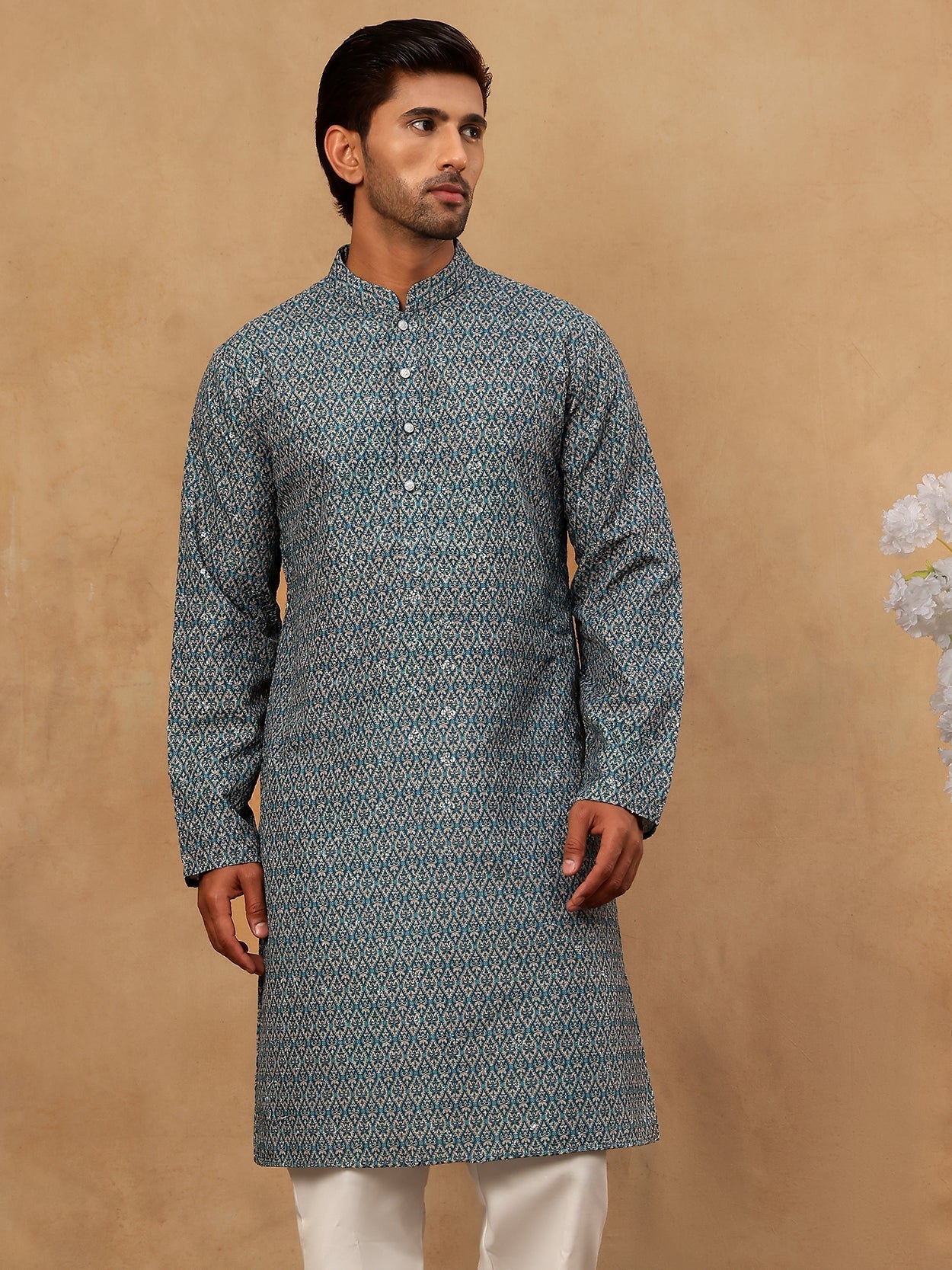 DesiQlo Men Printed Kurta Pyjama Set - Multicolor