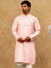 Classic Ethnic Print Cotton Blend Kurta Pyjama Set ( 65KP P 5459Pink )