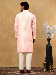 Classic Ethnic Print Cotton Blend Kurta Pyjama Set ( 65KP P 5459Pink )