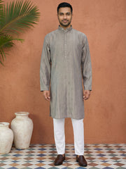 Embroidered Silk Blend Straight Kurta Set ( 65KP P 5460Grey S ) [FF] [A-1-4]