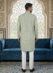 Embroidered Silk Blend Straight Kurta Set ( 65KP 5460Pista S ) [FF] [A-1-4]