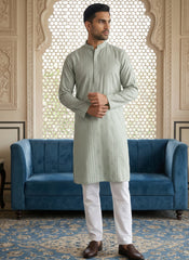 Embroidered Silk Blend Straight Kurta Set ( 65KP 5460Pista S ) [FF] [A-1-4]