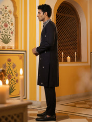 Embroidered Silk Blend Straight Kurta Pyjama ( 65KP P 5462Black S ) [FF] [B-6]