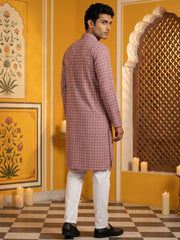 Embroidered Cotton Blend Kurta with Pyjama ( 65KP P 5463Pink S ) [FF] [H-10]