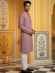 Embroidered Cotton Blend Kurta with Pyjama ( 65KP P 5463Pink S ) [FF] [H-10]