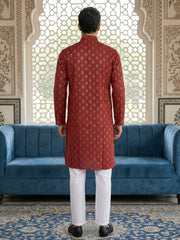 Classic Cotton Blend Foil Print Kurta Set ( 65KP P 5464Maroon ) [FF] [A-1-4]