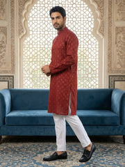 Classic Cotton Blend Foil Print Kurta Set ( 65KP P 5464Maroon ) [FF] [A-1-4]