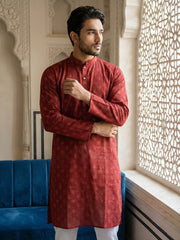Classic Cotton Blend Foil Print Kurta Set ( 65KP P 5464Maroon ) [FF] [A-1-4]