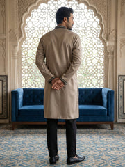Men Embroidered Silk Blend Kurta Set ( 65KP B-P 5468Brown )