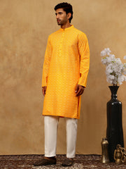 Traditional Printed Kurta Pyjama Set for Men ( 65KP P 5470Orange )