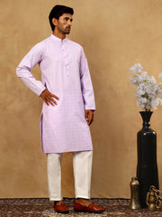 Traditional Printed Kurta Pyjama Set for Men ( 65KP P 5470Purple )