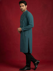 Men Japanese Imported Embroidered Kurta Set ( 65KP 5474Blue S ) [FF] [I-1] [FF] [M-5]