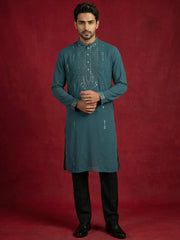 Men Japanese Imported Embroidered Kurta Set ( 65KP 5474Blue S ) [FF] [I-1] [FF] [M-5]