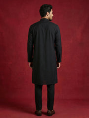 Japanese Imported Fabric Embroidered Kurta Set ( 65KP B-P 5499Black S )