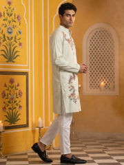 Japanese Imported Fabric Embroidered Kurta Set ( 65KP P 5499White )