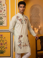 Japanese Imported Fabric Embroidered Kurta Set ( 65KP P 5499White )