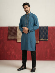 Japanese Fabric & Mirror Work Kurta Set ( 65KP B-P 5500Peacock S )