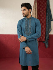 Japanese Fabric & Mirror Work Kurta Set ( 65KP B-P 5500Peacock S )